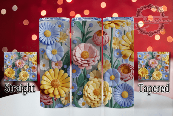 3D Carved Vibrant Floral Tumbler Design
