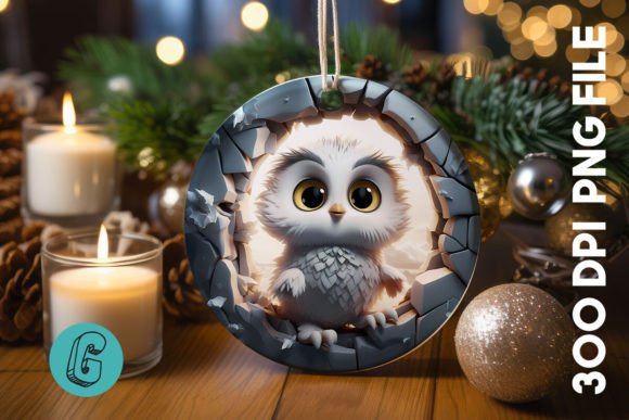 3D Cute Owl Break Through Ornament (11) for Creative Projects