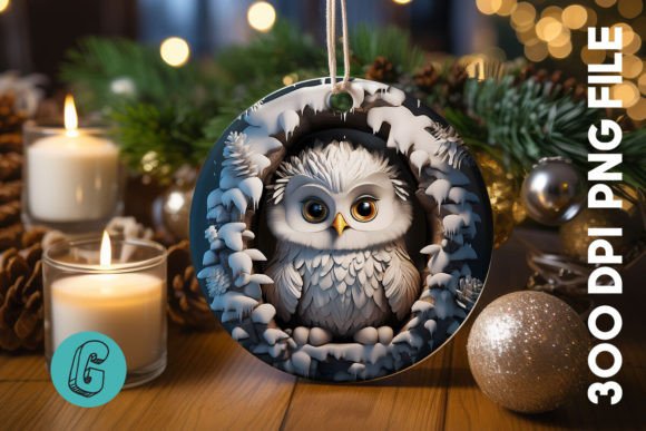 3D Cute Owl Break Through Ornament: A Digital Download