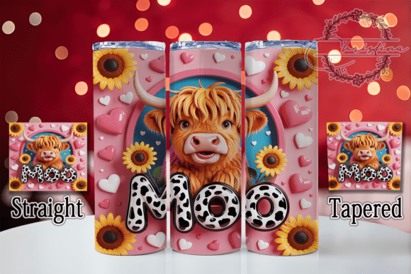 3D Highland Cow Tumbler: Vibrant Digital Design for Your Creations