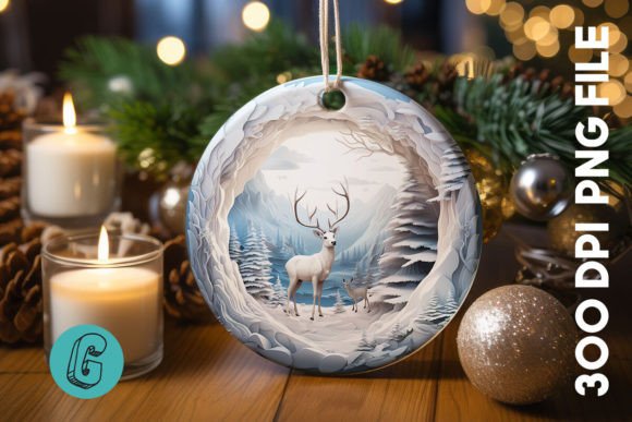 3D Reindeer Break Through Ornament (37): A Festive Design Asset