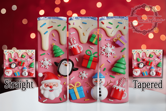 3D Retro Pink Christmas Tumbler Design