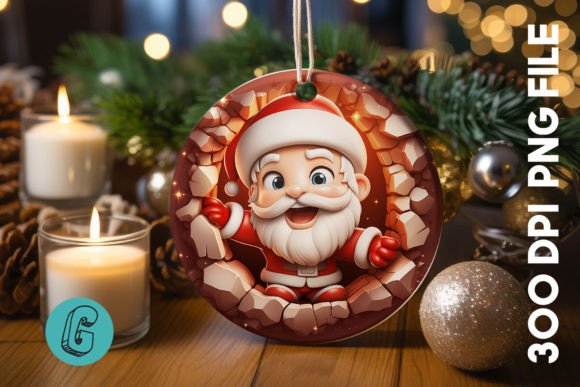 3D Santa Break Through Ornament (32)