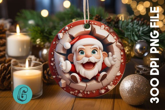 3D Santa Break Through Ornament (40) for Festive Projects