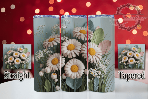 3D White Daisy Floral Tumbler Design: A Creative Asset