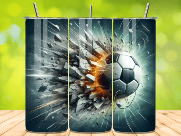 Dynamic Exploding Soccer Ball 3D Tumbler Wrap Design